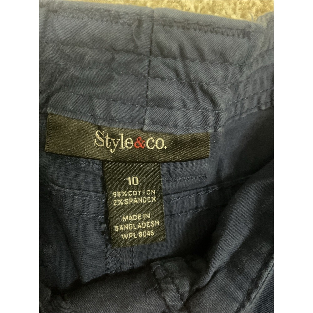 Style & Co Womens 10 Cargo Capri Pants Midrise Bungee Hem Uniform Blue - Picture 5 of 13